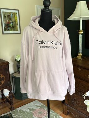 Calvin Klein Performance Hoodie XXL Blush Pink Fleece Pullover Sweatshirt